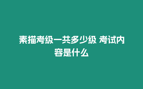 素描考級一共多少級 考試內容是什么