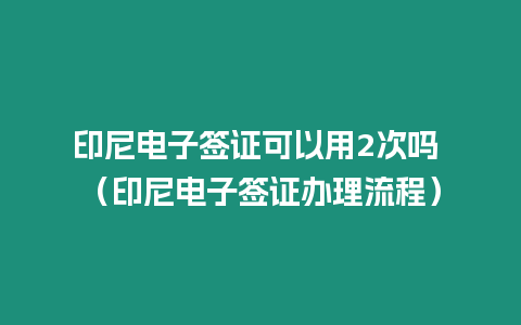 印尼電子簽證可以用2次嗎 （印尼電子簽證辦理流程）