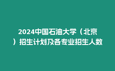 2024中國石油大學（北京）招生計劃及各專業招生人數