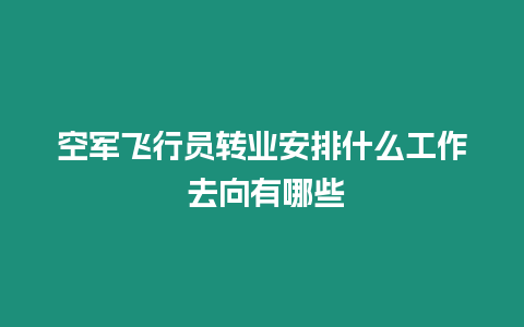 空軍飛行員轉業安排什么工作 去向有哪些