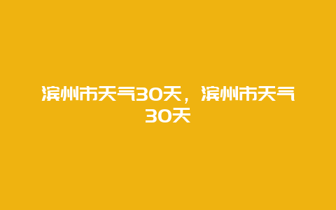 濱州市天氣30天，濱州市天氣30天