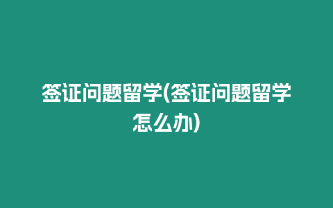 簽證問題留學(xué)(簽證問題留學(xué)怎么辦)