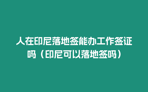 人在印尼落地簽能辦工作簽證嗎（印尼可以落地簽嗎）