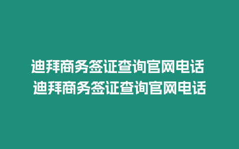 迪拜商務簽證查詢官網電話 迪拜商務簽證查詢官網電話