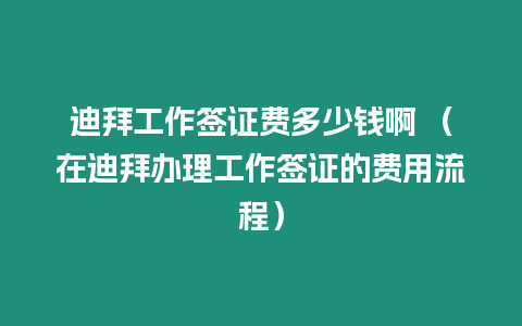 迪拜工作簽證費多少錢啊 （在迪拜辦理工作簽證的費用流程）