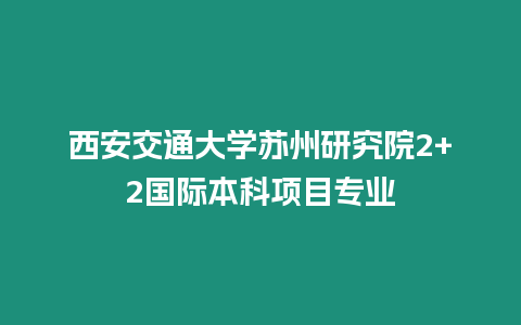 西安交通大學蘇州研究院2+2國際本科項目專業(yè)