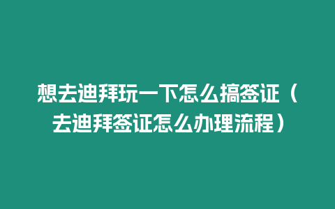 想去迪拜玩一下怎么搞簽證（去迪拜簽證怎么辦理流程）