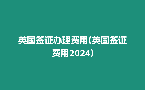 英國簽證辦理費用(英國簽證費用2024)