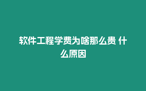 軟件工程學費為啥那么貴 什么原因