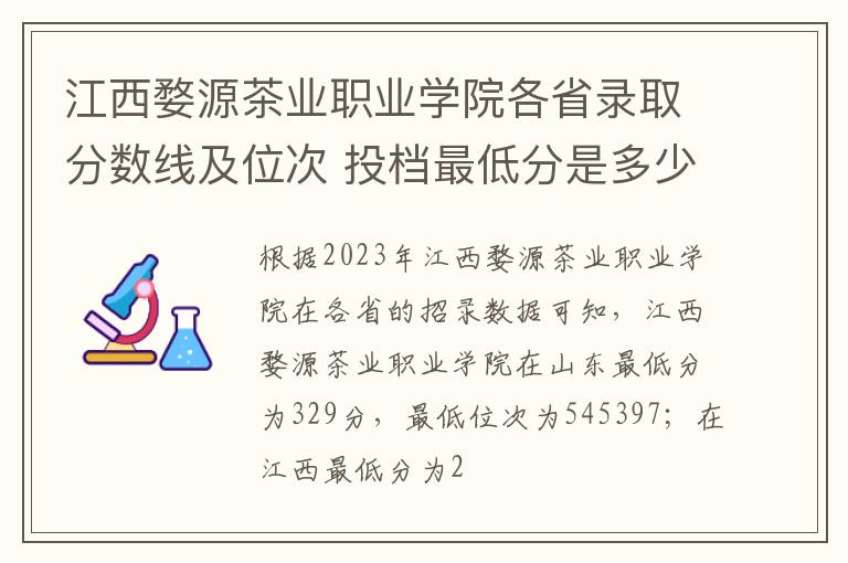 江西婺源茶業職業學院各省錄取分數線及位次 投檔最低分是多少(2024年高考參考)