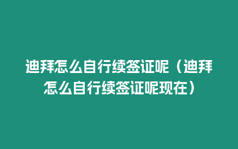 迪拜怎么自行續簽證呢（迪拜怎么自行續簽證呢現在）