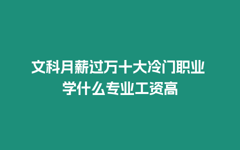 文科月薪過萬十大冷門職業 學什么專業工資高