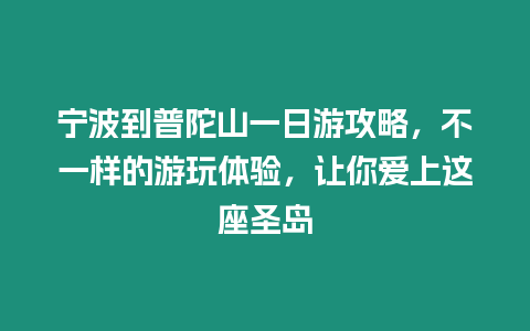 寧波到普陀山一日游攻略，不一樣的游玩體驗，讓你愛上這座圣島