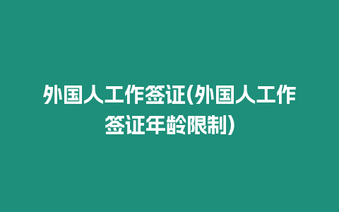 外國人工作簽證(外國人工作簽證年齡限制)