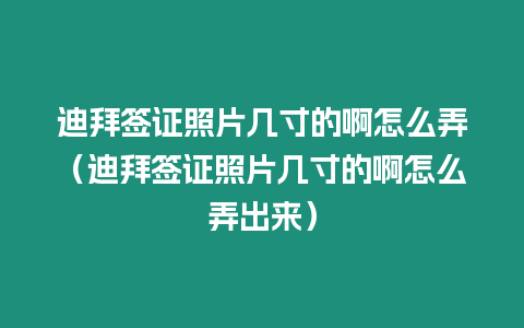 迪拜簽證照片幾寸的啊怎么弄（迪拜簽證照片幾寸的啊怎么弄出來）