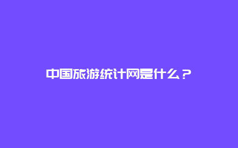 中國旅游統計網是什么？