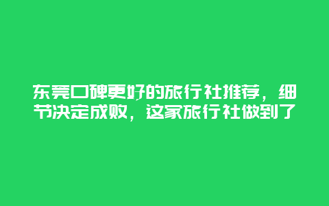 東莞口碑更好的旅行社推薦，細(xì)節(jié)決定成敗，這家旅行社做到了