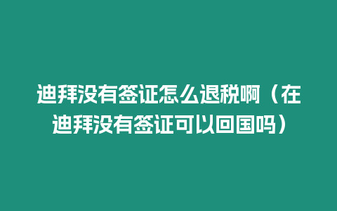 迪拜沒(méi)有簽證怎么退稅啊（在迪拜沒(méi)有簽證可以回國(guó)嗎）