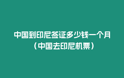 中國到印尼簽證多少錢一個月（中國去印尼機票）