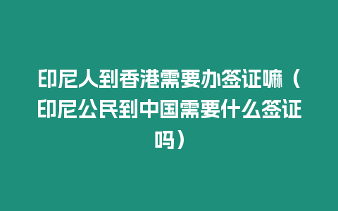 印尼人到香港需要辦簽證嘛（印尼公民到中國需要什么簽證嗎）