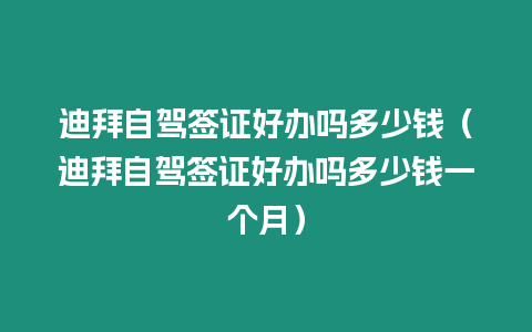 迪拜自駕簽證好辦嗎多少錢（迪拜自駕簽證好辦嗎多少錢一個月）