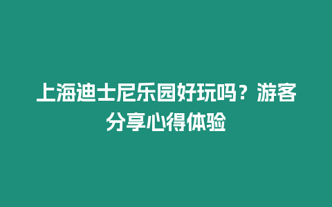 上海迪士尼樂園好玩嗎？游客分享心得體驗