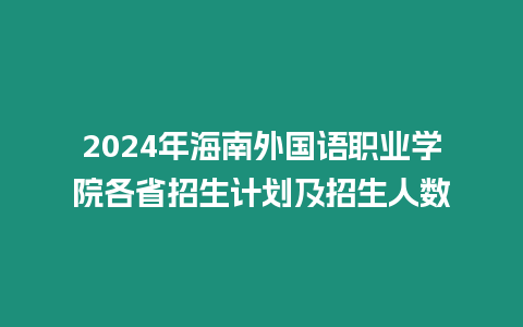 2024年海南外國語職業學院各省招生計劃及招生人數