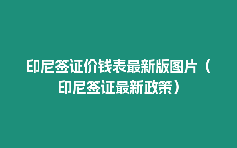 印尼簽證價錢表最新版圖片（印尼簽證最新政策）