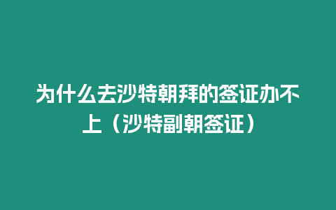 為什么去沙特朝拜的簽證辦不上（沙特副朝簽證）