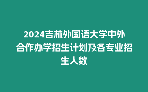 2024吉林外國語大學中外合作辦學招生計劃及各專業招生人數