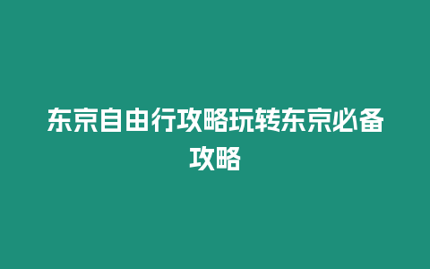 東京自由行攻略玩轉(zhuǎn)東京必備攻略