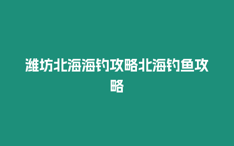 濰坊北海海釣攻略北海釣魚攻略