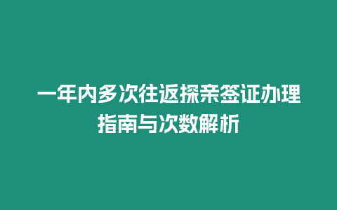 一年內多次往返探親簽證辦理指南與次數解析