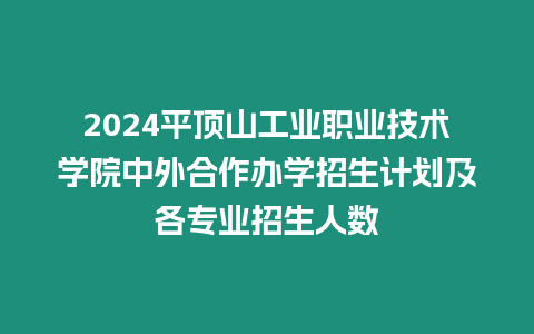 2024平頂山工業(yè)職業(yè)技術(shù)學(xué)院中外合作辦學(xué)招生計(jì)劃及各專業(yè)招生人數(shù)