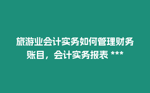 旅游業(yè)會計實務(wù)如何管理財務(wù)賬目，會計實務(wù)報表 ***