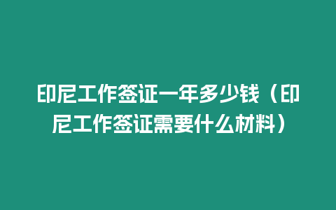 印尼工作簽證一年多少錢（印尼工作簽證需要什么材料）