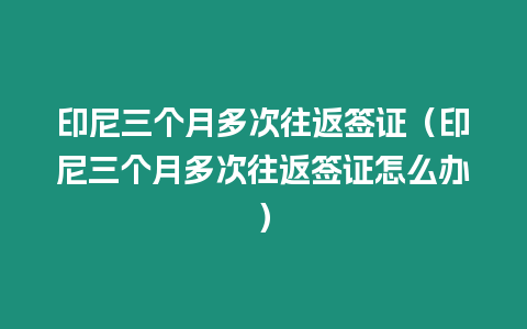 印尼三個月多次往返簽證（印尼三個月多次往返簽證怎么辦）