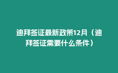 迪拜簽證最新政策12月（迪拜簽證需要什么條件）