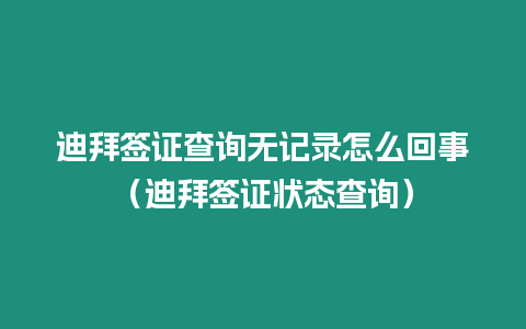 迪拜簽證查詢無記錄怎么回事（迪拜簽證狀態查詢）