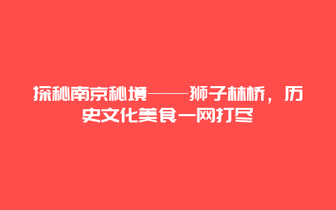 探秘南京秘境——獅子林橋，歷史文化美食一網打盡