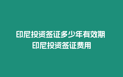 印尼投資簽證多少年有效期 印尼投資簽證費用