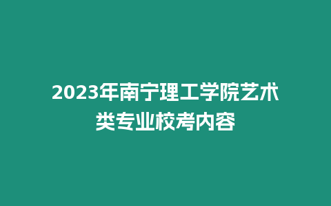 2023年南寧理工學院藝術類專業校考內容