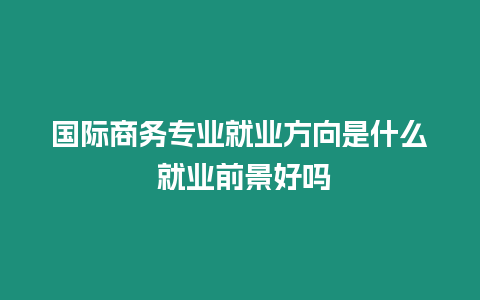 國際商務專業就業方向是什么 就業前景好嗎