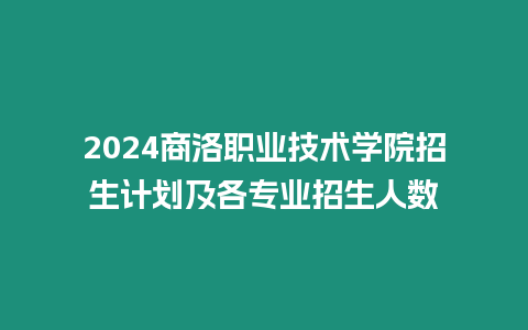 2024商洛職業技術學院招生計劃及各專業招生人數