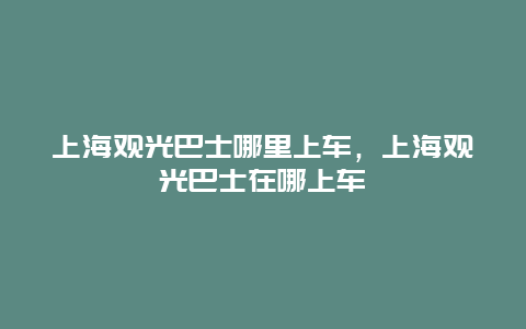 上海觀光巴士哪里上車，上海觀光巴士在哪上車