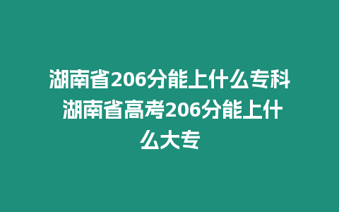 湖南省206分能上什么專科 湖南省高考206分能上什么大專