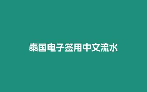 泰國(guó)電子簽用中文流水