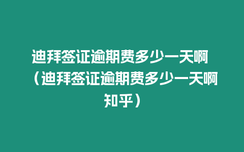 迪拜簽證逾期費多少一天啊 （迪拜簽證逾期費多少一天啊知乎）