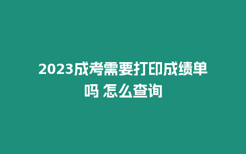 2023成考需要打印成績單嗎 怎么查詢