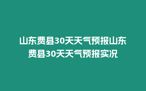 山東費縣30天天氣預報山東費縣30天天氣預報實況